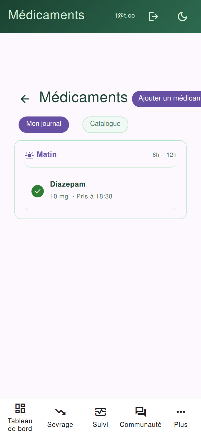 Suivi des médicaments matin midi soir nuit
